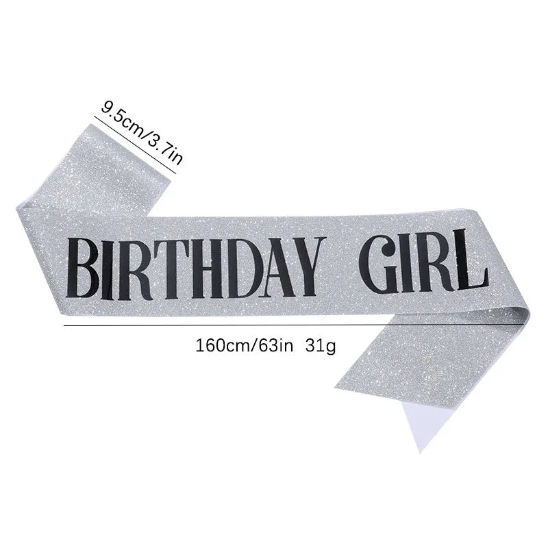 Birthday Girl Sash Glitter Holographic Birthday Sash For Women Birthday Party Decorations