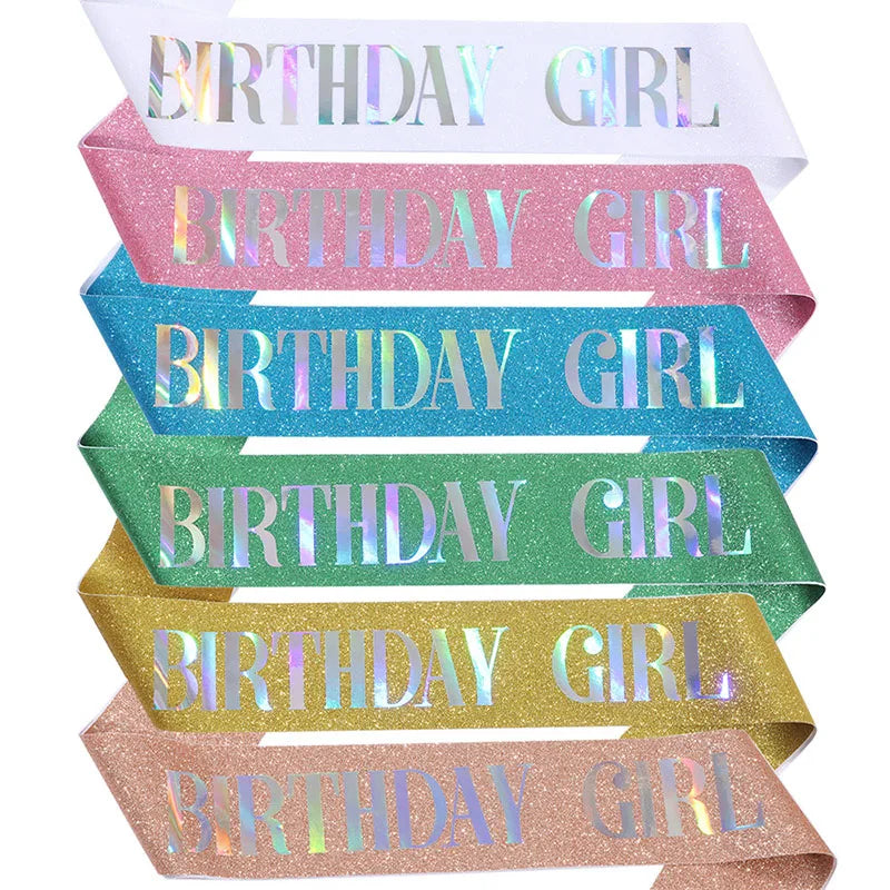 Birthday Girl Sash Glitter Holographic Birthday Sash For Women Birthday Party Decorations