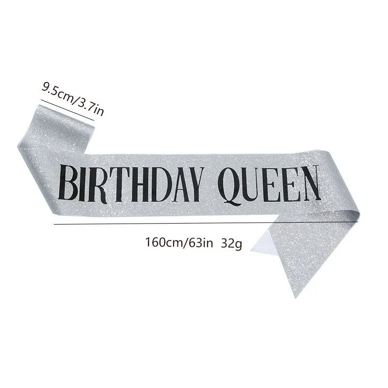 Birthday Girl Sash Glitter | Birthday Queen Sash for Women Birthday Party Decorations