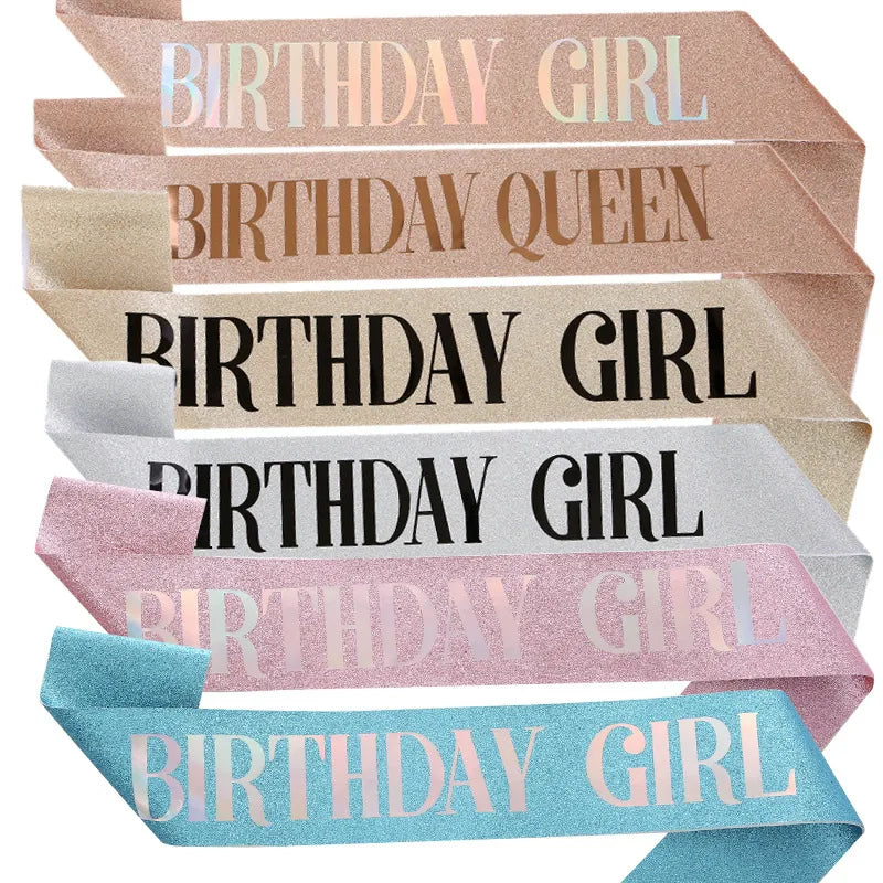 Birthday Girl Sash Glitter | Birthday Queen Sash for Women Birthday Party Decorations