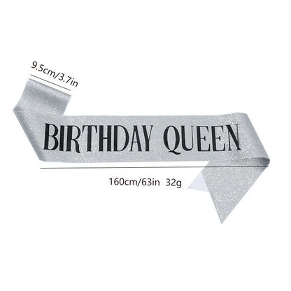 Birthday Girl Sash Glitter | Birthday Queen Sash for Women Birthday Party Decorations